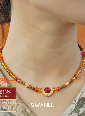 SWAHILL斯瓦山丘马蹄雕花项链