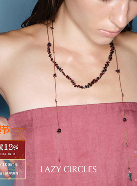 LAZY CIRCLES 荒野之角项链 石榴石原创设计师气质流苏毛衣链默叙