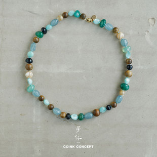 ZIXIU子休 沉香露珠项链 默叙质感设计小众玛瑙天然石串珠锁骨链