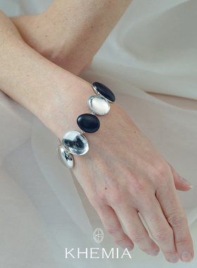 KHEMIA白水晶黑檀木纯银手链