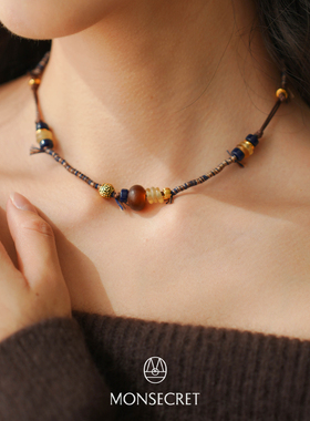 MONSECRET棕榈彩线项链