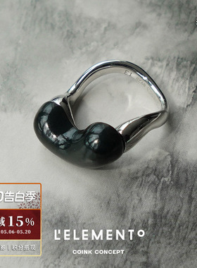 L'ELEMENTO暗夜纯银戒指