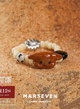 MARSEVEN黑色爱心小狗戒指