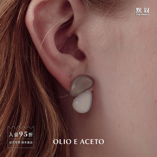OLIO E ACETO油醋汁 纯银虎眼石玛瑙幽光耳环 原创设计师耳钉默叙