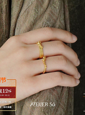 ATELIERSO倪索 碎克拉半圆圆柱戒指 纯银原创设计气质高级感默叙