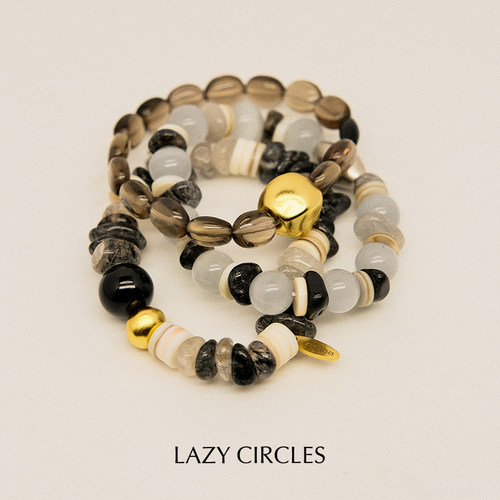 LAZY CIRCLES 黑沙滩水晶手串 原创设计度假休闲串珠手链 默叙
