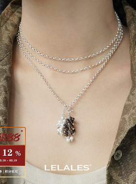 LELALES桑丘 松果流苏项链 原创小众设计气质吊坠毛衣链 默叙