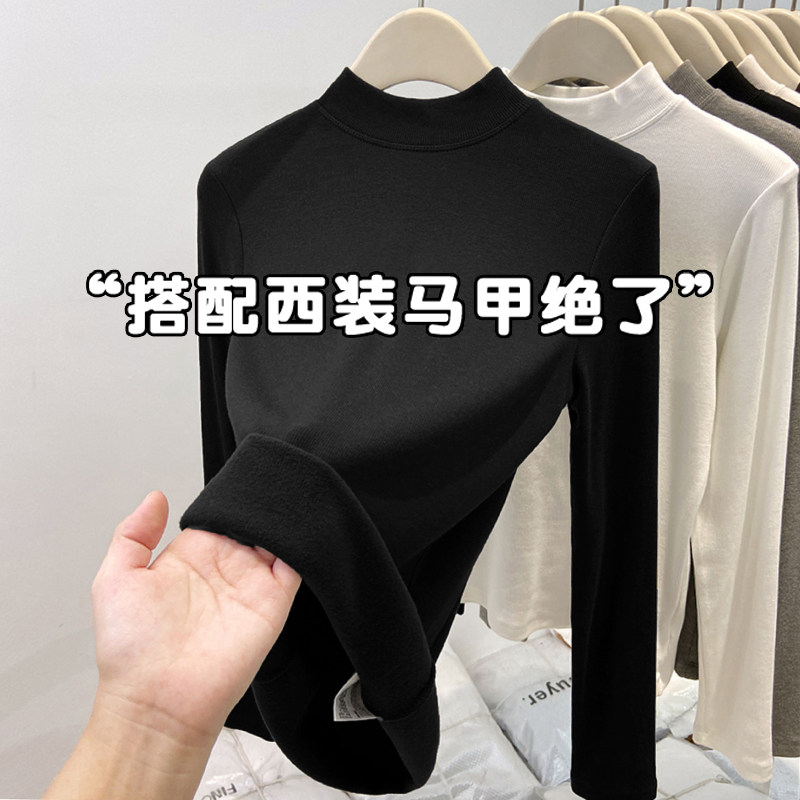 黑色小高圆领针织打底衫女2025