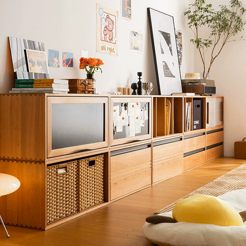 Деревянный сосед +1 Модуль шкаф с твердым деревом многофункциональный бесплатный комбинированный шкаф телевизор хранения шкаф