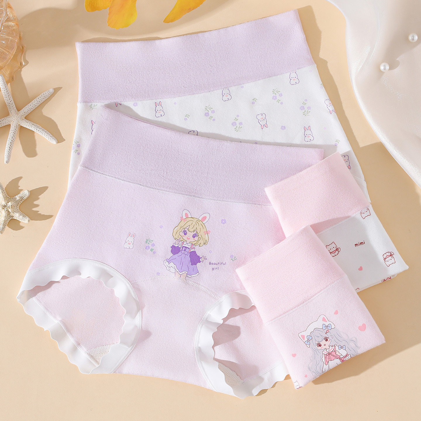 【高腰护肚】磨毛纯棉A类益生菌男女童纯棉三角裤少女发育期内裤