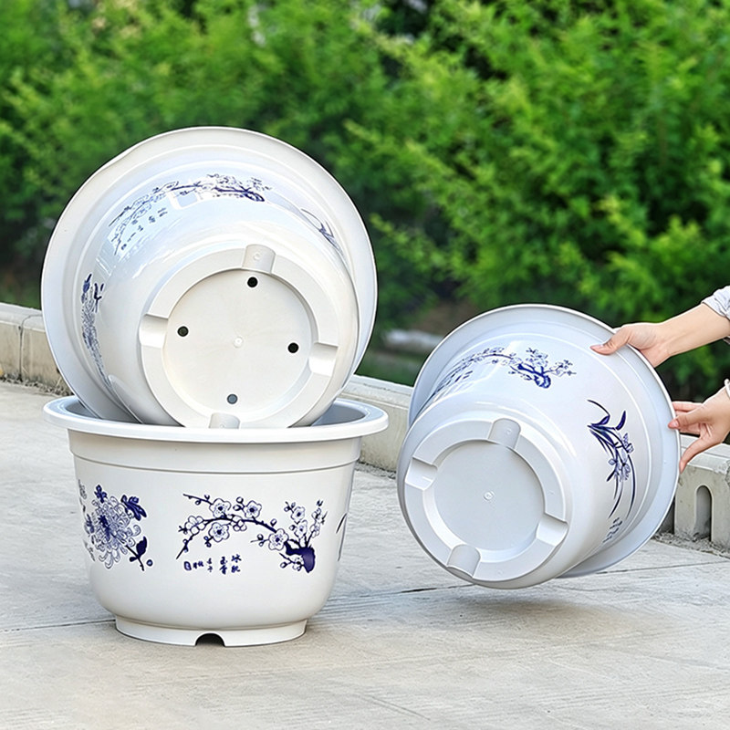 加厚仿陶瓷圆形花盆户外庭院阳台种植果树荷花睡莲水培绿植大盆栽