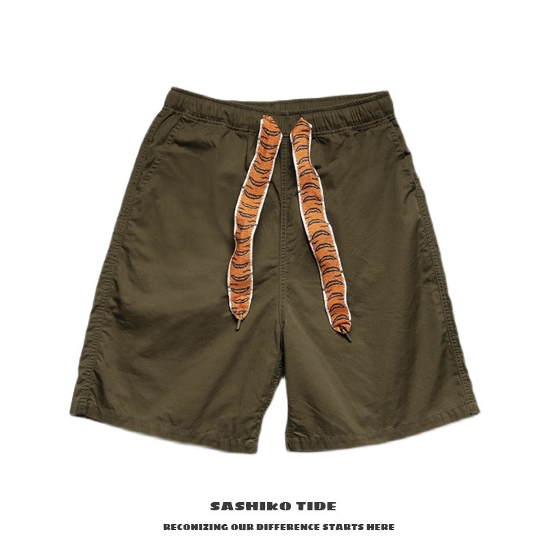 21SS KAPITAL 平田和宏 双色虎纹织带纯棉透气男女款宽松休闲短裤