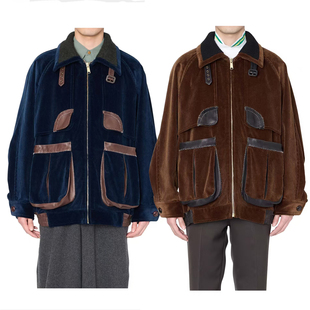 25AW kolor 阿部润一同款 日系灯芯绒翻领拼接多口袋夹克外套