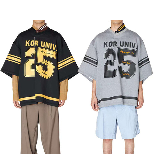 25SS 阿部润一  25SCM-T06203对半拼接廓形男女同款短袖T恤