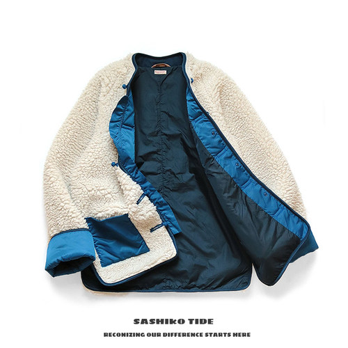 平田和宏日系羊羔绒宽松唐装外套