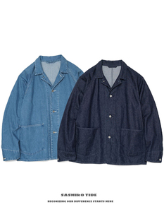 23AW boy宽松休闲翻领水洗单排扣牛仔夹克外套 日系ciy