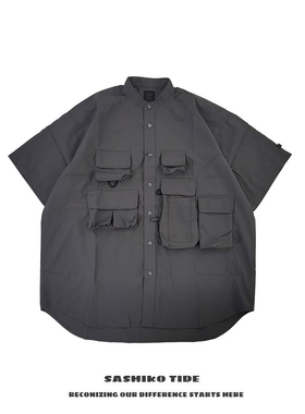 DW pier39ss 日系cityboy机能休闲宽松多口袋套装短袖衬衫衬衣