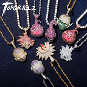 个性 镶嵌锆石镀k金吊坠 潮流嘻哈项链七龙珠系列悟空布欧主角头像