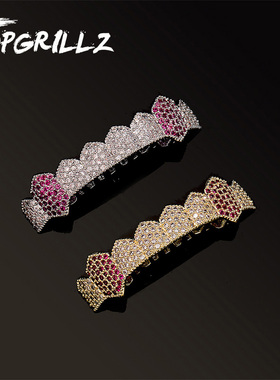 欧美hiphop嘻哈镀金牙齿说唱硅胶下牙套 topgrillz锆石微镶单排