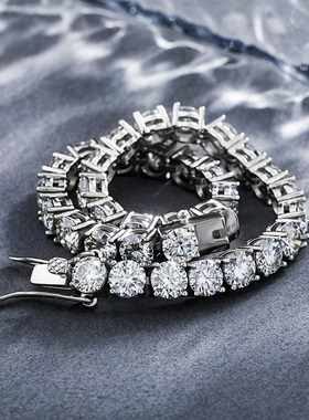 Topgrillz纯银镶莫桑石正品网球手链情侣送礼轻奢珠宝K金小众潮人