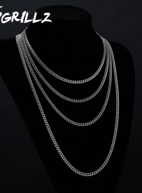 TOPGRILLZ不锈钢麻花项链手链百搭吊坠配链素链无吊坠细链不褪色