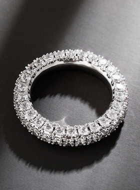 欧美INS热卖满天然锆石情侣饰品镀金嘻哈满钻个性钻戒时尚戒指