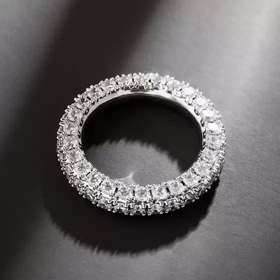 European and American ins Hot-Selling Natural Zircon Couple Jewelry Gold-Plated Hip-Hop Full Diamond Personalized Diamond Ring Fashion Ring