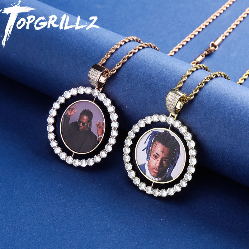 欧美潮牌DIY可定制相片吊坠 情侣纪念创意礼物hiphop项链照片徽章