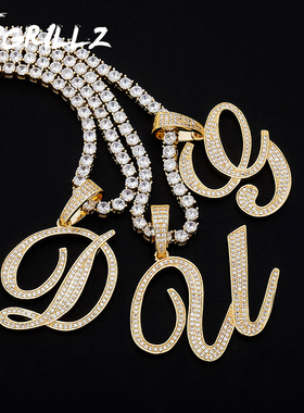 TopGrillz新款厚草书艺术体大号字母吊坠男女嘻哈潮款DIY定制拼接