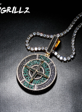 stoneisland 石头岛吊牌项链 hiphop男女潮牌机能风穿搭满钻吊坠