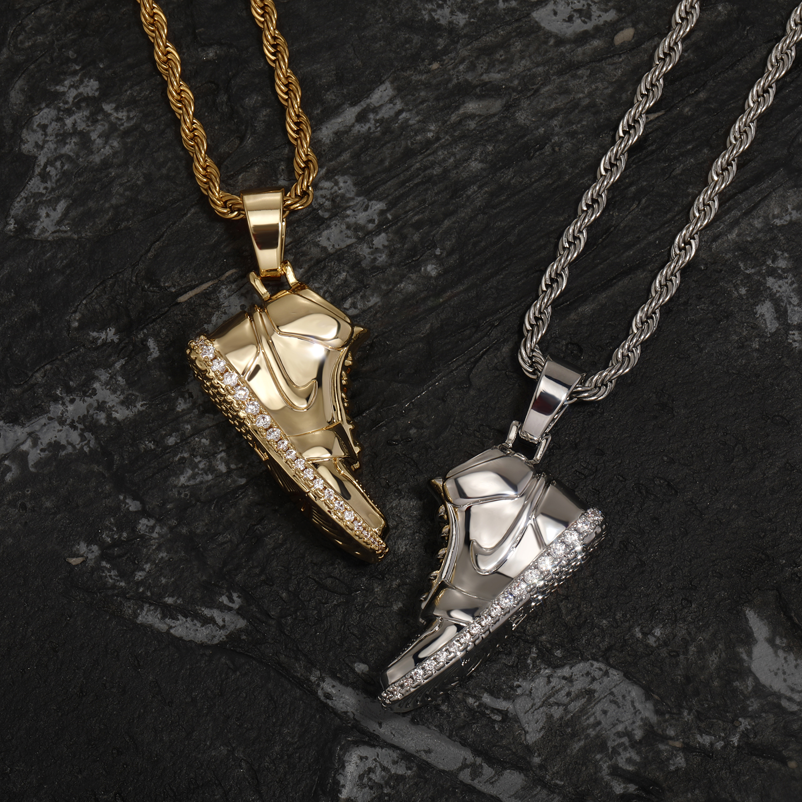 TOPGRILLZ新款嘻哈吊坠满钻AJ球鞋项链个性男女饰品卫衣链潮配饰