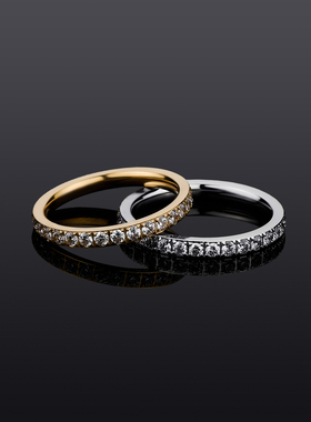 ins网红同款欧美简约排钻戒指女小众满钻指环时尚个性镶钻配饰品