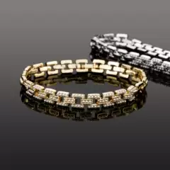 European and American ins Lock Buckle Inlaid with Pearls Hip-Hop Stylish Simple Men's and Women's Bracelets Niche Design Accessible Luxury Metal