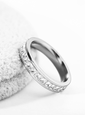 日韩简约复古镀金满钻戒指 嘻哈潮人个性男女指环情侣饰品不锈钢