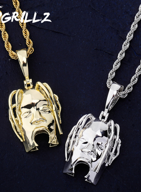 欧美嘻哈歌手Travis scott头像吊坠 ASTROWORLD潮牌珠宝项链饰品
