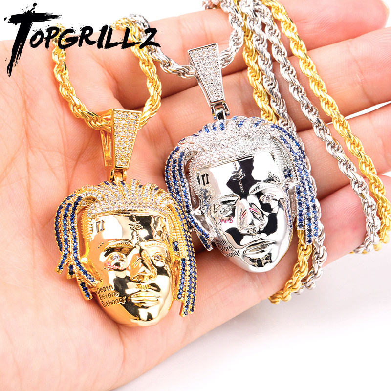 欧美爆款xxx tentacion头像吊坠hiphop嘻哈街头潮牌珠宝项链饰品