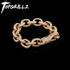 Oval Twisted Buckle Gold-Plated ins European and American Popular Style Inlaid with Zircon Personalized Hip-Hop Bracelet and Necklace for Men and Women
