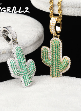 TRAVIS SCOTT 清新植物ins 仙人掌吊坠男女情侣款项链嘻哈锁骨链