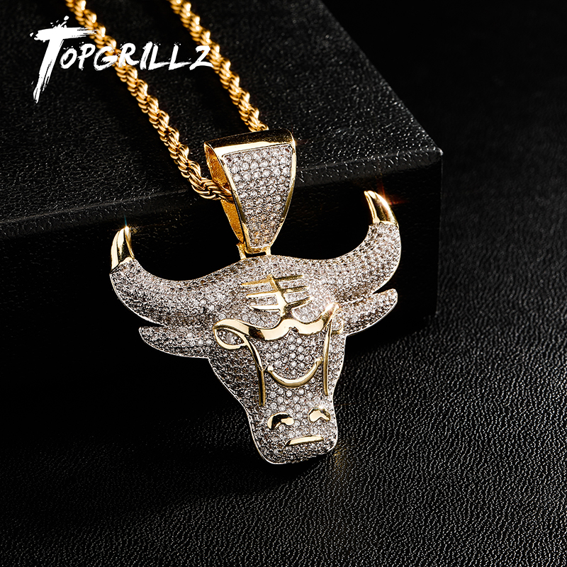 欧美个性潮流嘻哈项链男 动物牛头hiphop饰品吊坠 ins爆款项坠