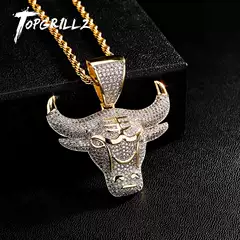 Trendy European and American Hip-Hop Necklace for Men, Animal Bull Head Hip-Hop Jewelry Pendant, Hot-Selling Pendant