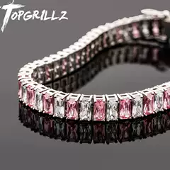 European and American ins Trendyy Rectangular Zircon Bracelet Hip-Hop Stylish Simple Men's and Women's Tennis Chain Bracelet Couple Gift