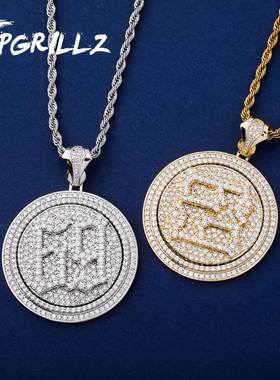 欧美个性嘻哈项链ins欧美网红6ix9ine说唱歌手吊坠69双层旋转吊坠