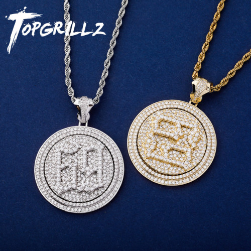 欧美项链ins双层旋转吊坠