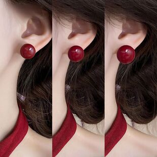 安哥拉红银针耳环新款爆款小众轻奢高级感耳钉小巧精致气质耳饰女