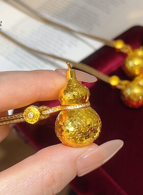 金包银镂空花丝爬藤葫芦吊坠福禄双全毛衣链新中式国潮风级