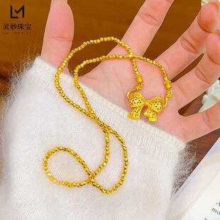 金包银古法莲花点钻锁吊坠富贵吉祥流苏挂坠长命锁气质项链