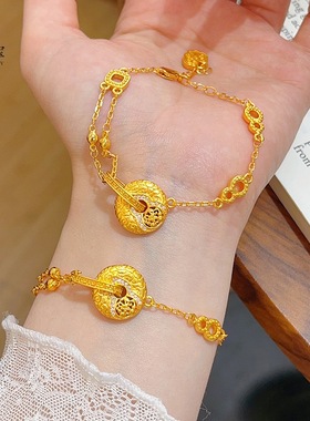 金包银新中式镶钻葫芦镂空平安扣手链女生款轻奢小众精致双圈手饰