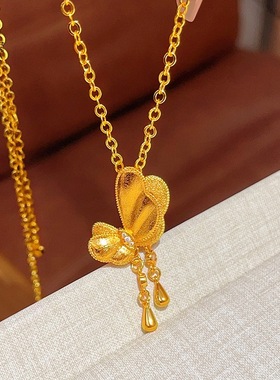 金包银灵蛇与蝶蝴流苏项链女轻奢小众设计不对称高级感锁骨颈链