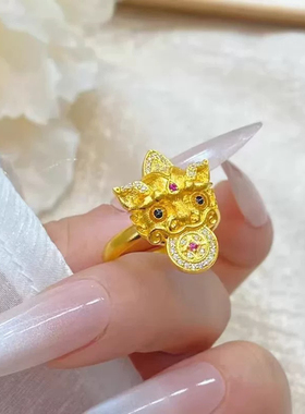 金包银 招财貔貅戒指女2025新款聚财指环礼物送女友
