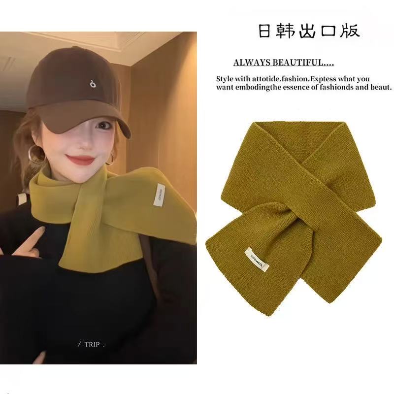 围脖女士秋冬季新款百搭韩系氛围感情侣保暖交叉巾邻巾纯色围巾